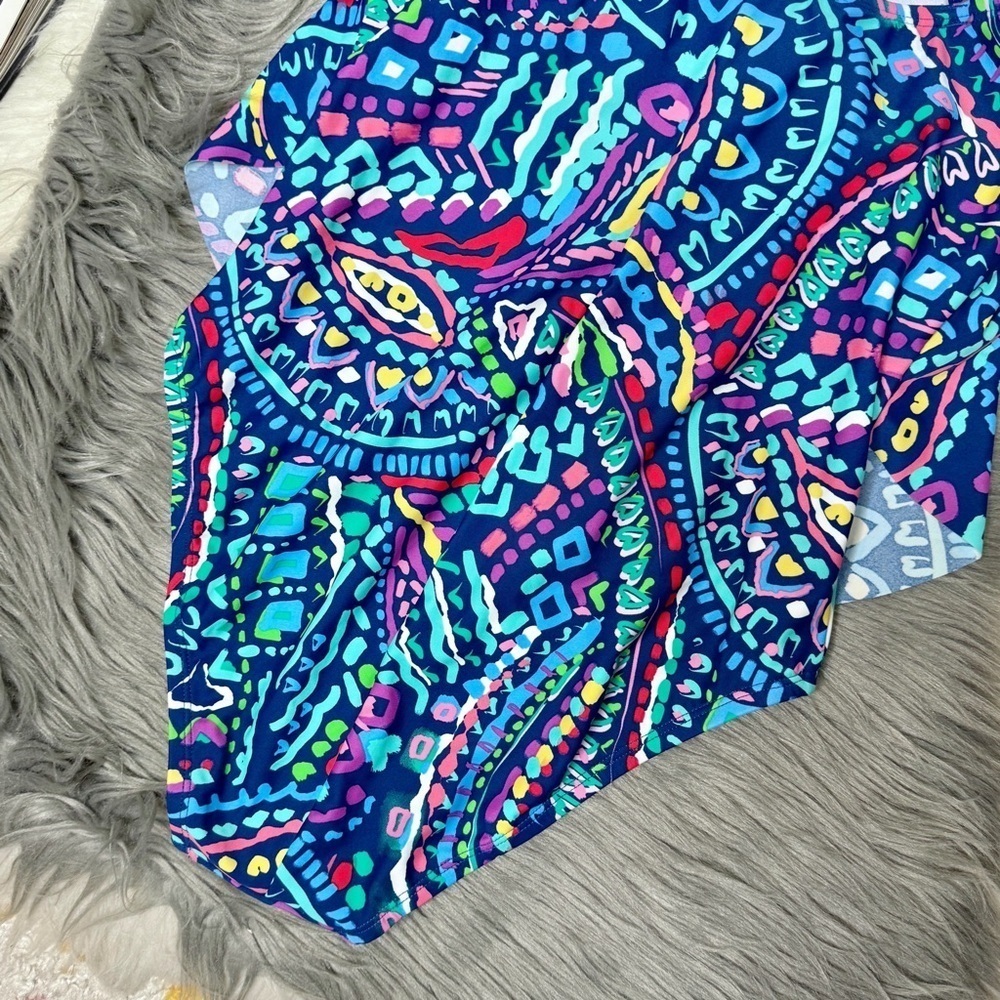 NEW Caribbean Joe Vacation Ready Blue Paisley Ruffle One Piece Swimsuit Sz 8 - Picture 12 of 12